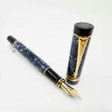Parker International Duofold Blue Marble Fountain Pen - Fine 18kt Gold Nib