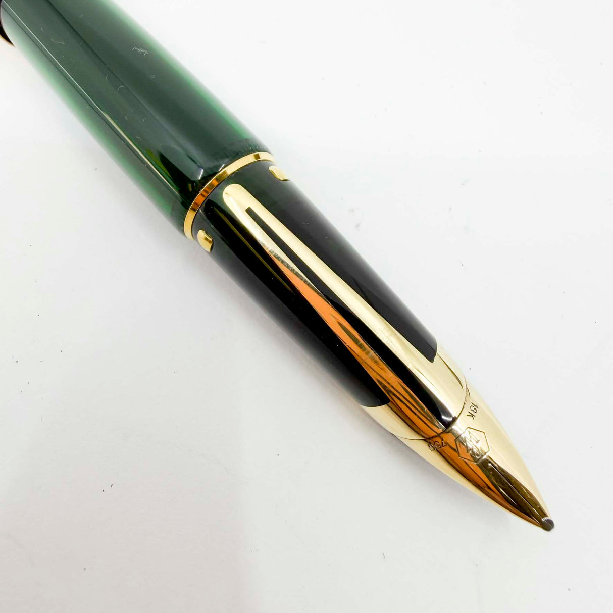 Waterman Edson Green Translucent Fountain Pen - Broad 18kt Gold Nib - Scarce!