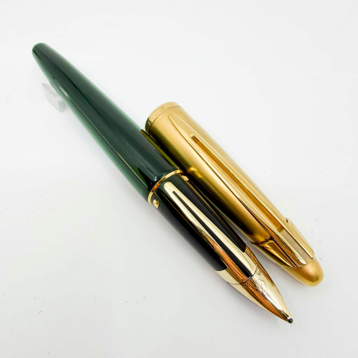 Waterman Edson Green Translucent Fountain Pen - Broad 18kt Gold Nib - Scarce!