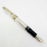 Montblanc LeGrand Solitaire #146 Sterling Silver Pinstriped Fountain Pen - Fine 18kt Gold Nib