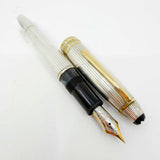 Montblanc LeGrand Solitaire #146 Sterling Silver Pinstriped Fountain Pen - Fine 18kt Gold Nib