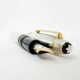 Montblanc LeGrand Solitaire #146 Sterling Silver Pinstriped Fountain Pen - Fine 18kt Gold Nib