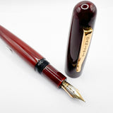 Danitrio Tami-Nuri Red  Urushi  Hand Painted Lacqueron Mikado Over-Sized Fountain Pen  - Fine 18kt Gold Nib
