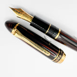 Tsuge (Made by Sailor) Large 1911 Rosewood Ebonite Fountain Pen -  Fine 21kt Gold Nib - RARE!