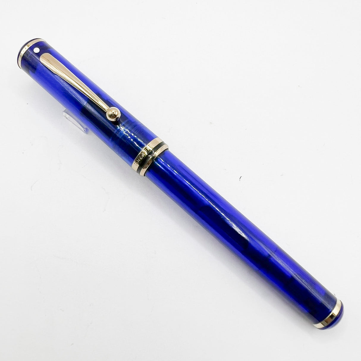 Sheaffer for Levenger Translucent Mediterranean Blue Connaisseur Fountain Pen -  Broad 14kt Gold Nib