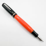 Delta #366 Fountain Pen - Black Cap/Orange Barrel -  Medium 18kt Gold Nib