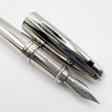 S. T. Dupont Orpheo (Largest Size) Palladium Plated Fountain Pen -  Fine 18kt Gold Nib