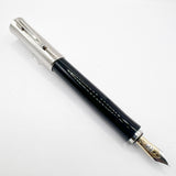 Graf von Faber Castell Intuition Fountain Pen - Chrome Cap/Black Smooth Resin Barrel - Fine 18kt Gold Nib
