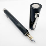 Graf von Faber Castell Intuition Fountain Pen - Black Smooth Resin  Cap/Black Fluted Resin Barrel - Fine 18kt Gold Nib