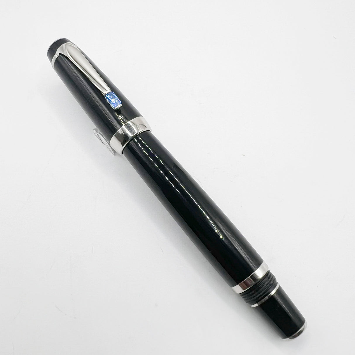 Montblanc Boheme Black Resin Rollerball - Blue Stone in Clip