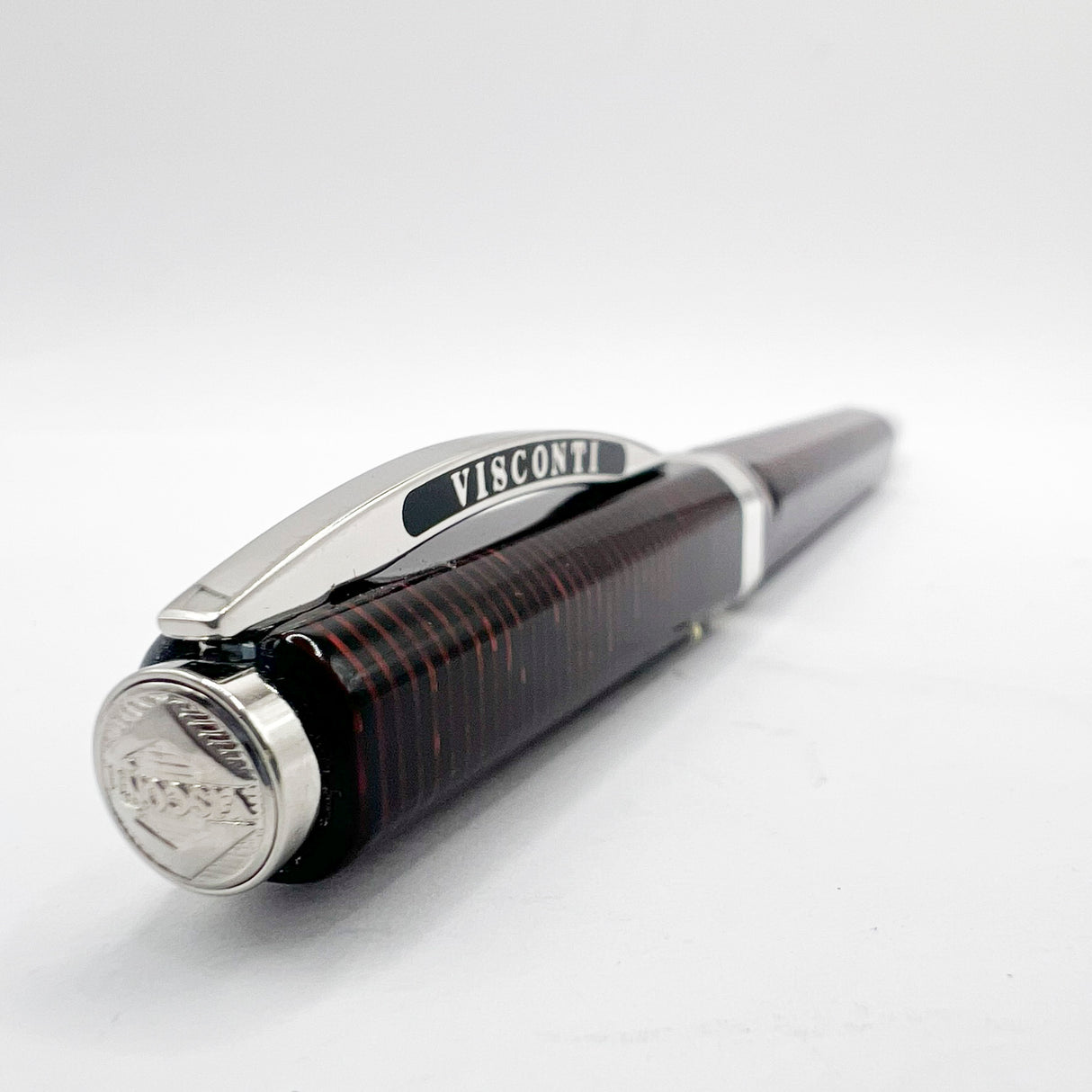 Visconti Wall Street Burgundy Red Striped Celluloid Ballpoint Pen