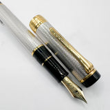 Sailor White Metal Barleycorn Guilloche Fountain Pen -  Medium 14kt Gold Nib
