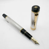 Sailor White Metal Barleycorn Guilloche Fountain Pen -  Medium 14kt Gold Nib