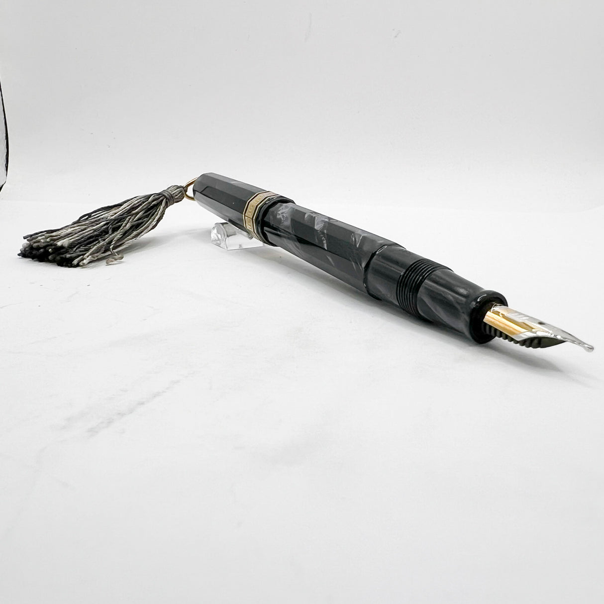 OMAS Princess Paragon Extra Platinum Celluloid Fountain Pen with Tassel -  Medium 18kt Gold Nib