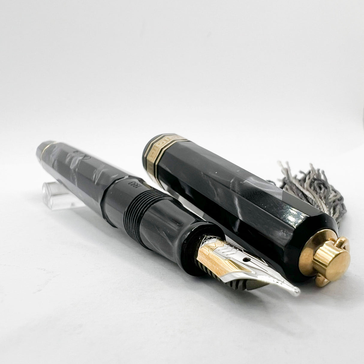 OMAS Princess Paragon Extra Platinum Celluloid Fountain Pen with Tassel -  Medium 18kt Gold Nib