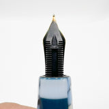 Krone Dissonance in Alternating Marbled  Blue &  Block Motif Fountain Pen - Medium 18 Kt Gold Nib - Exceedingly Funky!