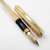 S.T. Dupont Full Covered Gold-Plated Barleycorn Classic  Fountain Pen- Medium 18kt Gold Nib