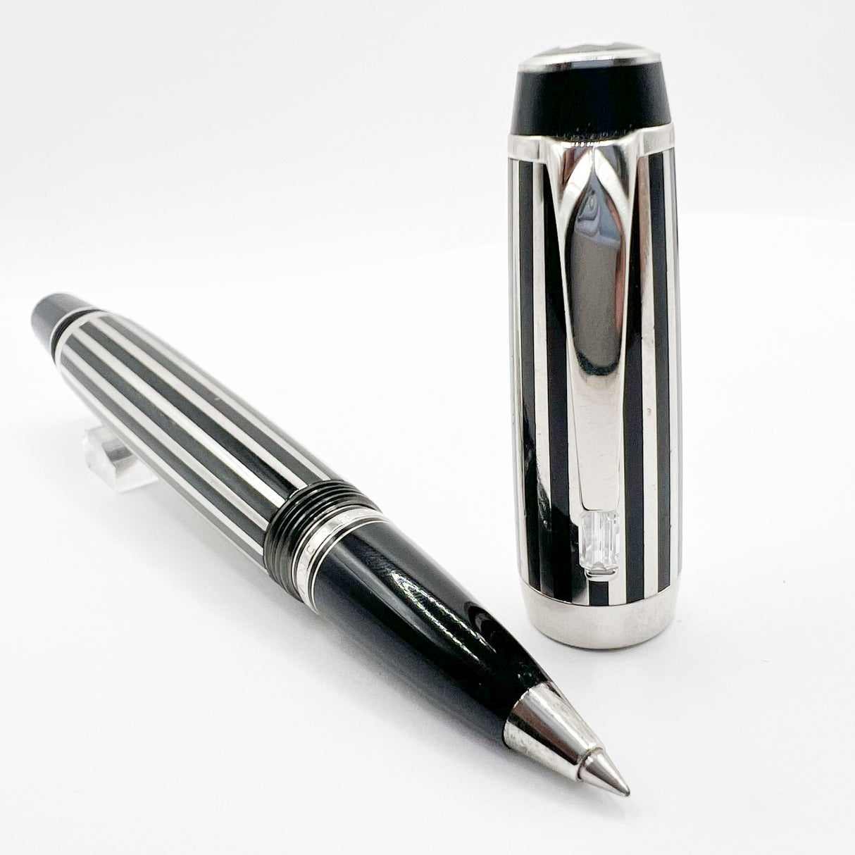 Montblanc Crystal Boheme Rollerball - Platinum-Plated Stripes over Black Resin (with Surface Wear)