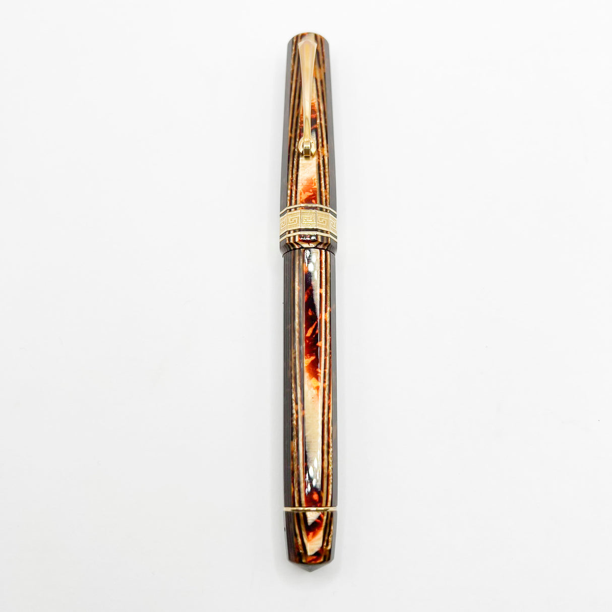Omas Paragon Extra Original Style Facetted Arco Bronze Exquisite Celluloid Fountain Pen - FLEXIBLE Medium 14kt Gold Nib