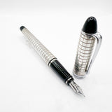 Aurora Sterling Silver Quadra Fountain Pen  - Fine 14kt Gold Nib