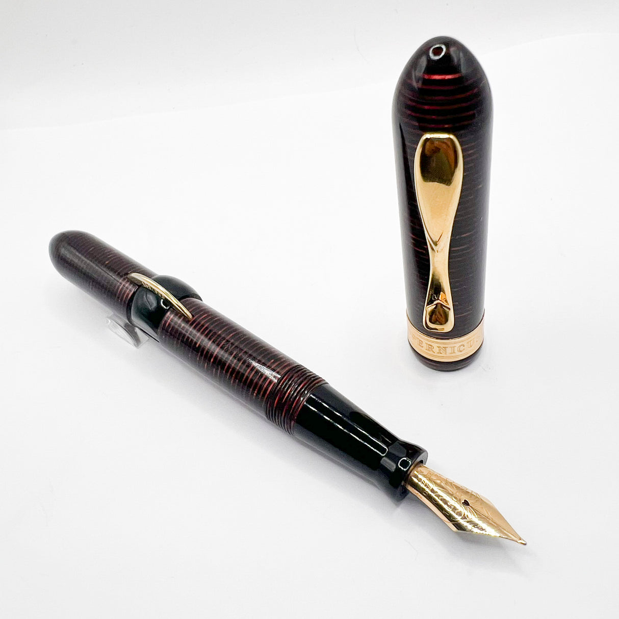 Visconti Copernicus Burgundy Celluloid Limited Edition Fountain Pen   - Medium 18kt Gold Nib