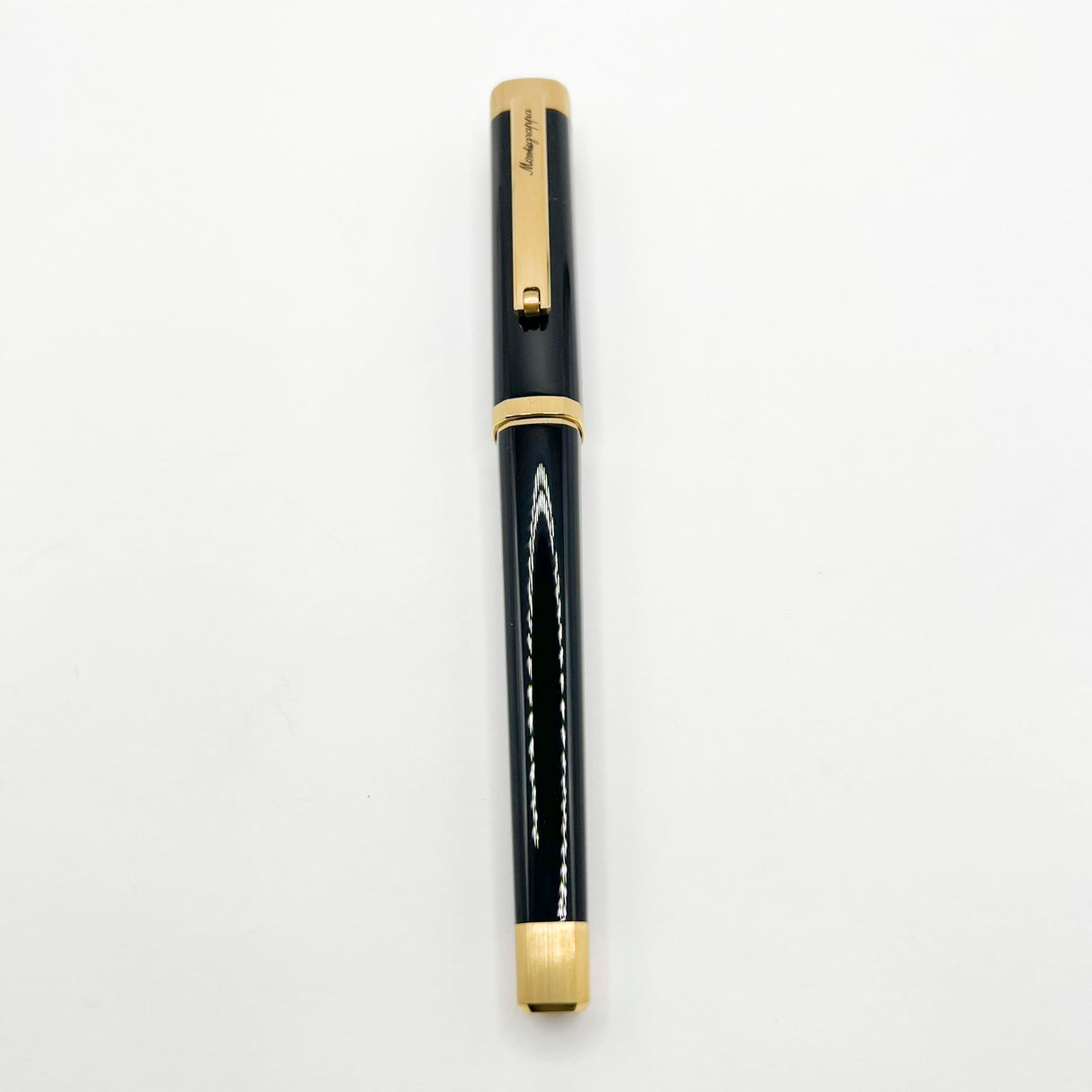Montegrappa Zero Elegant Black 4-Sided Fountain Pen with Rounded  Corners- Medium 14kt Gold Nib