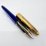 Waterman Edson Blue Translucent Fountain Pen - Fine 18kt Gold  Nib