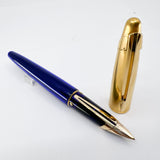 Waterman Edson Blue Translucent Fountain Pen - Fine 18kt Gold  Nib