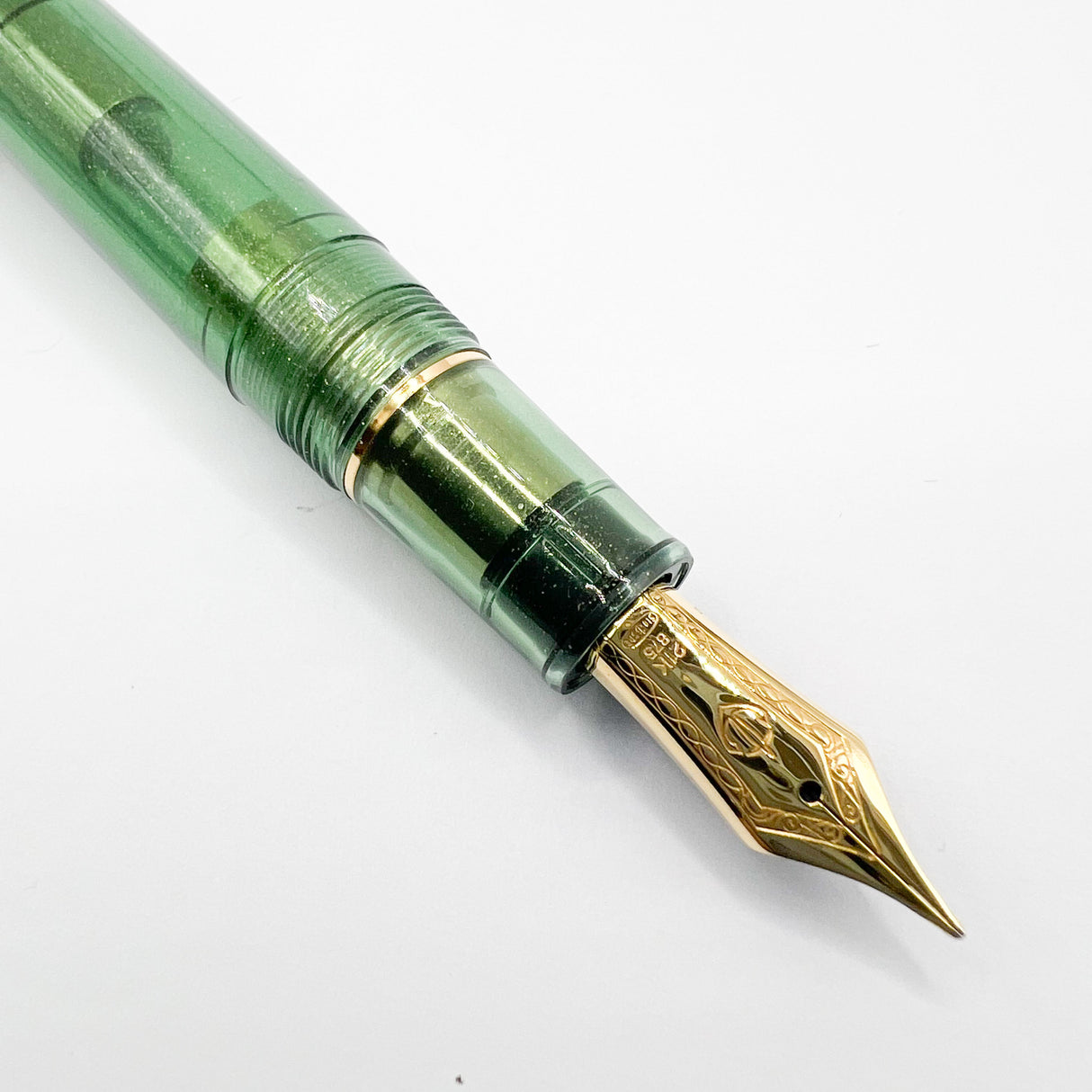 Sailor 2023 Pen of the Year 1911 Large Olive Green Shimmer Transparent Fountain Pen  - Broad 21kt Gold Nib