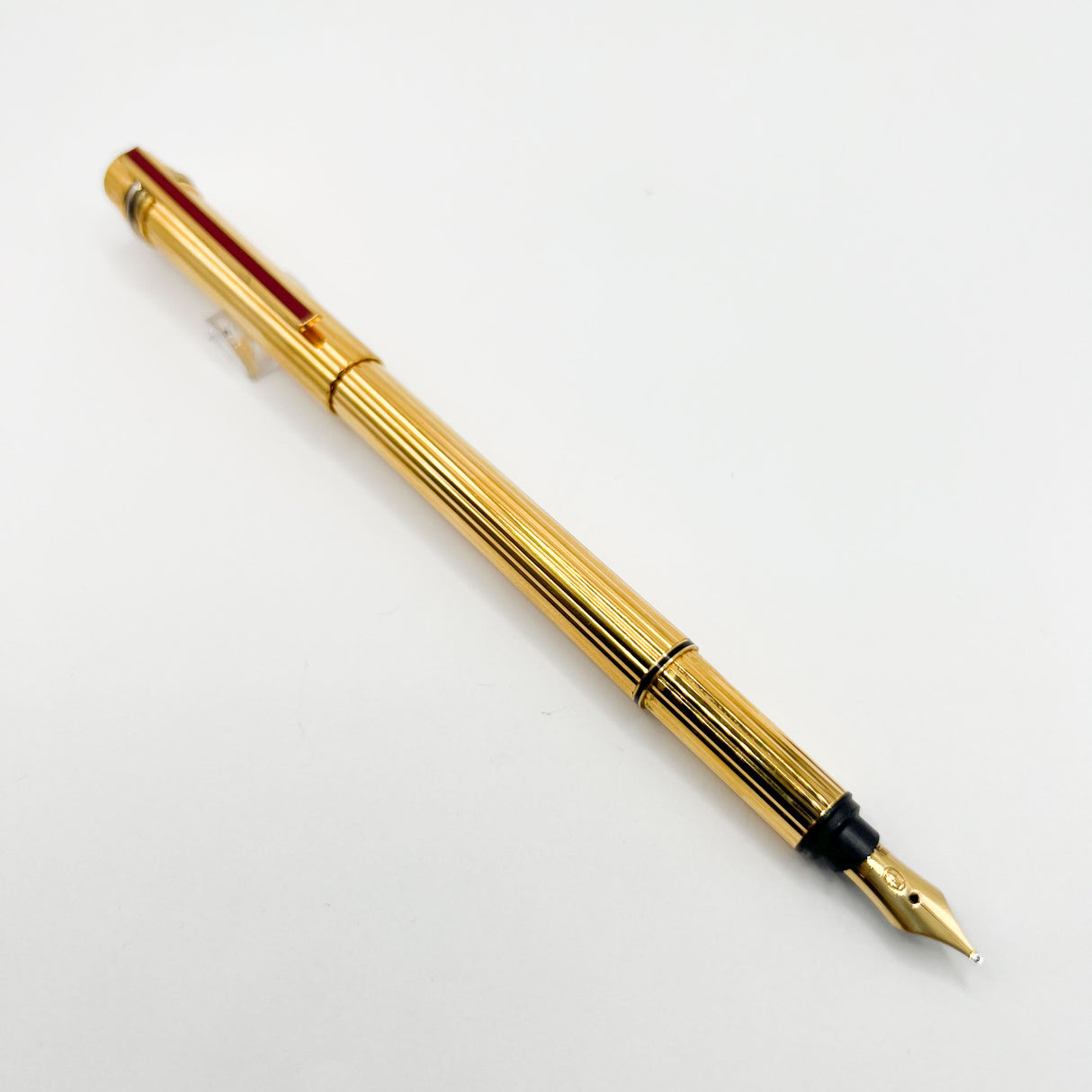 Cartier  Gold-Plated Fluted Must de Cartier Fountain Pen - Medium 18kt Gold Nib