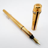 Cartier  Gold-Plated Fluted Must de Cartier Fountain Pen - Medium 18kt Gold Nib