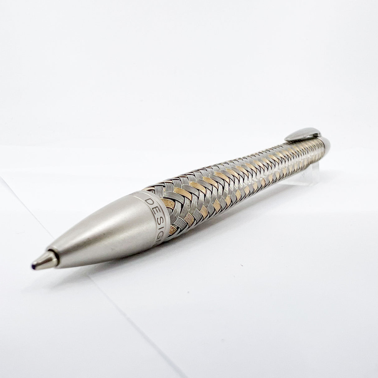 Porsche Design Ballpoint Pen - Tec-Flex Woven Stainless Steel & Gold Plate