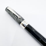 Montegrappa Symphony Lustrous Grigio (Grey) Perla Celluloid Faceted Rollerball - Sterling Silver Trim