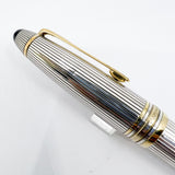 Montblanc LeGrand Solitaire #146 Sterling Silver Pinstriped Fountain Pen - Fine 18kt Gold Nib