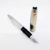 Montblanc LeGrand Solitaire #146 Sterling Silver Pinstriped Fountain Pen - Fine 18kt Gold Nib