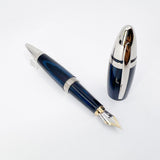 Underwood (London) Piccadilly Ebonite Blue/Black Ripple  Fountain Pen - Medium 18kt Gold Nib