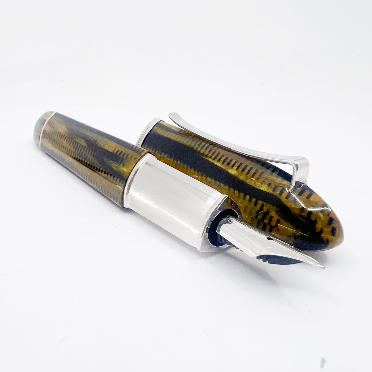 Omas #360 Triangular Burkina Celluloid Fountain Pen - The Scarcest of the Modern OMAS Celluloid  Designs - Flexible Medium 18kt Gold Nib