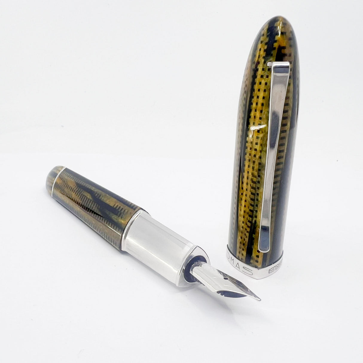 Omas #360 Triangular Burkina Celluloid Fountain Pen - The Scarcest of the Modern OMAS Celluloid  Designs - Flexible Medium 18kt Gold Nib