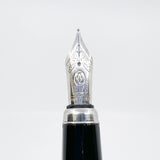 Louis Cartier Dandy Platinum Plated & Black Lacquered Striped Limited Edition Fountain Pen - Medium 18kt Gold Nib - A Perfect User!