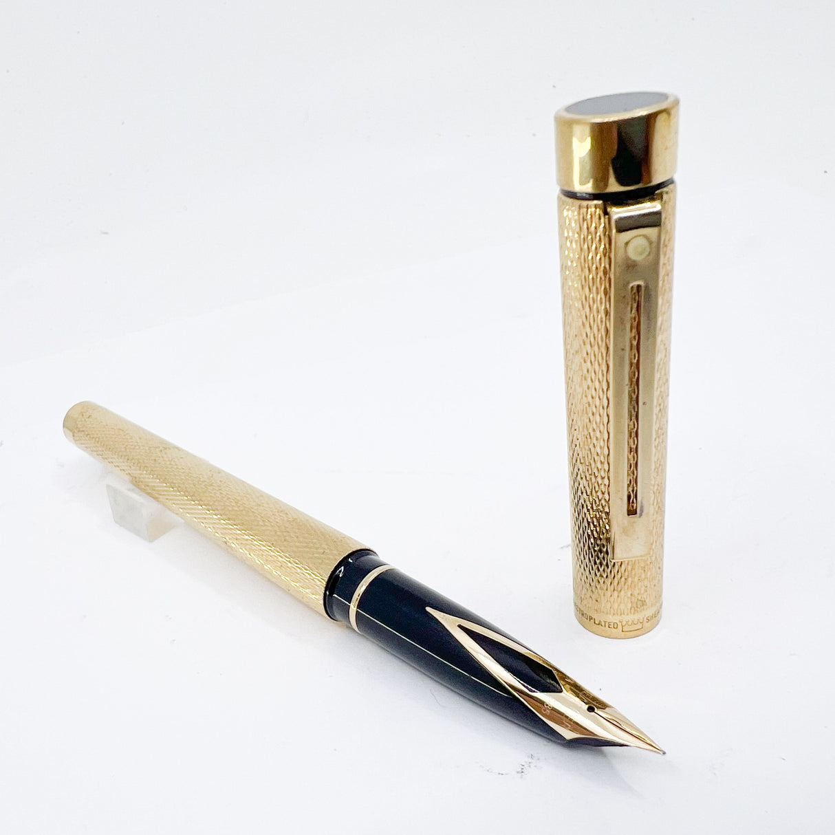 Sheaffer Full-Size Targa Gold-Plated Barleycorn Fountain Pen - Medium 14kt Gold Nib