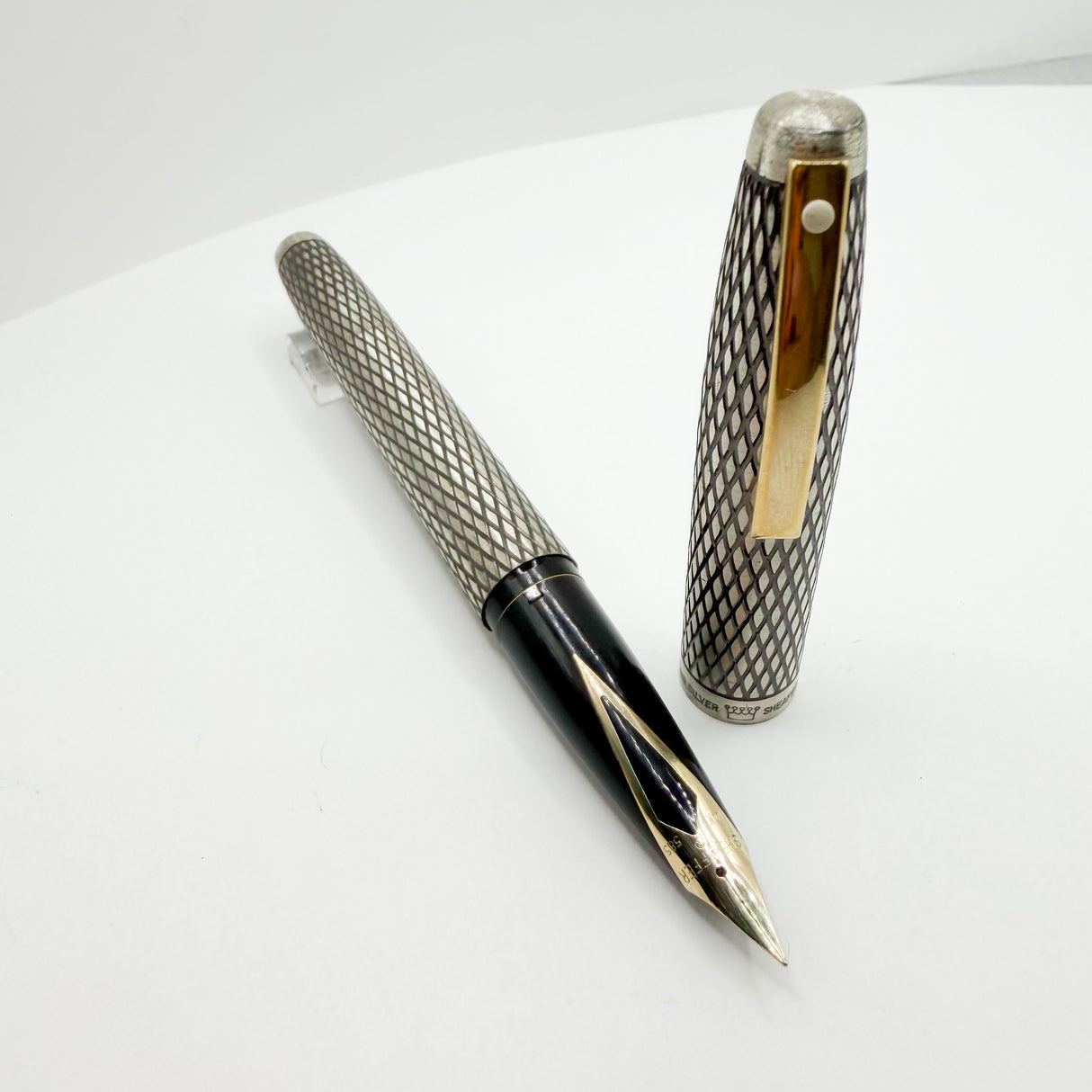 Sheaffer Imperial Sterling Silver Diamond-Shape Design Fountain Pen - Fine 14kt Gold Nib