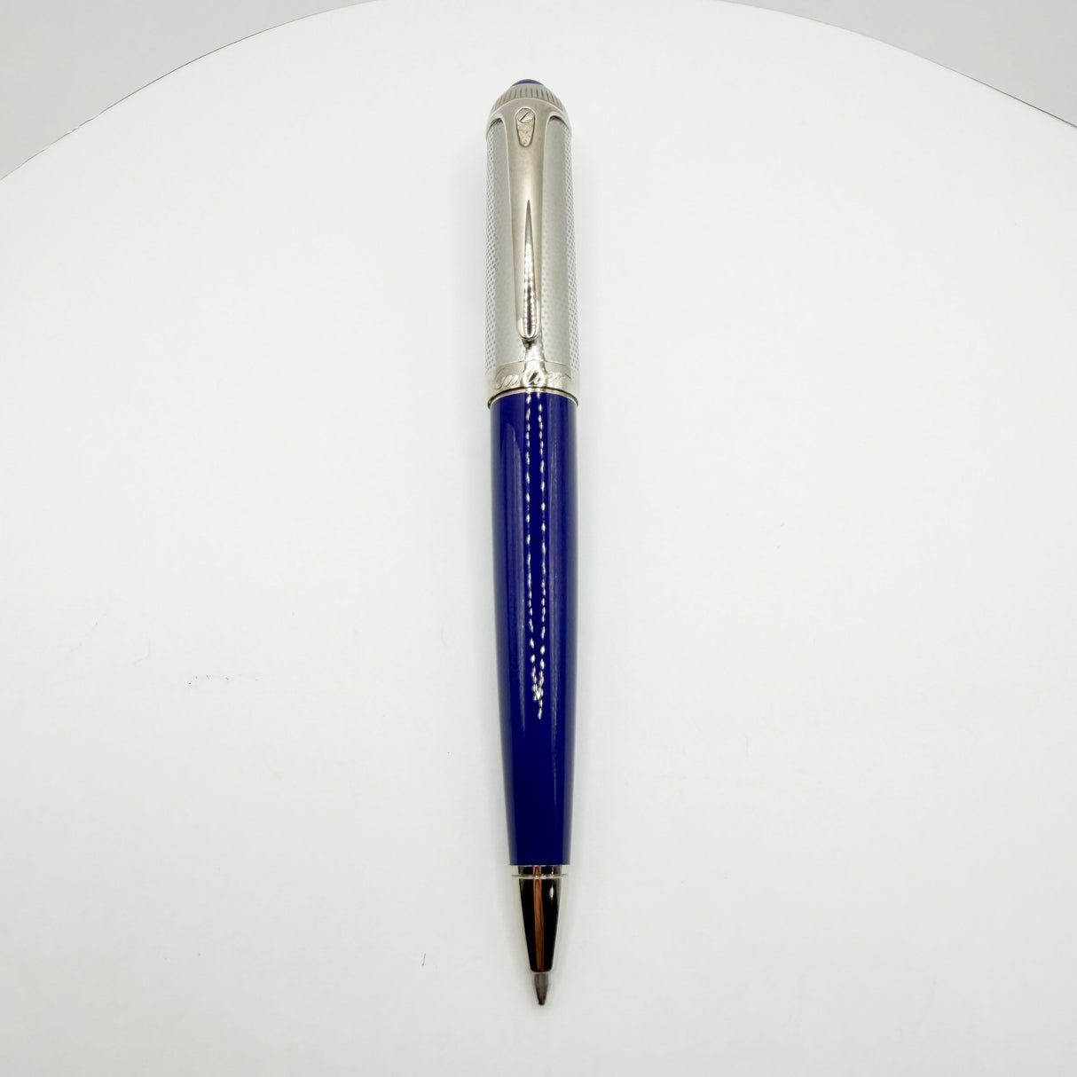 Cartier Electric Blue Roadster with Palladium-Finished Textured Cap & Trim Ballpoint