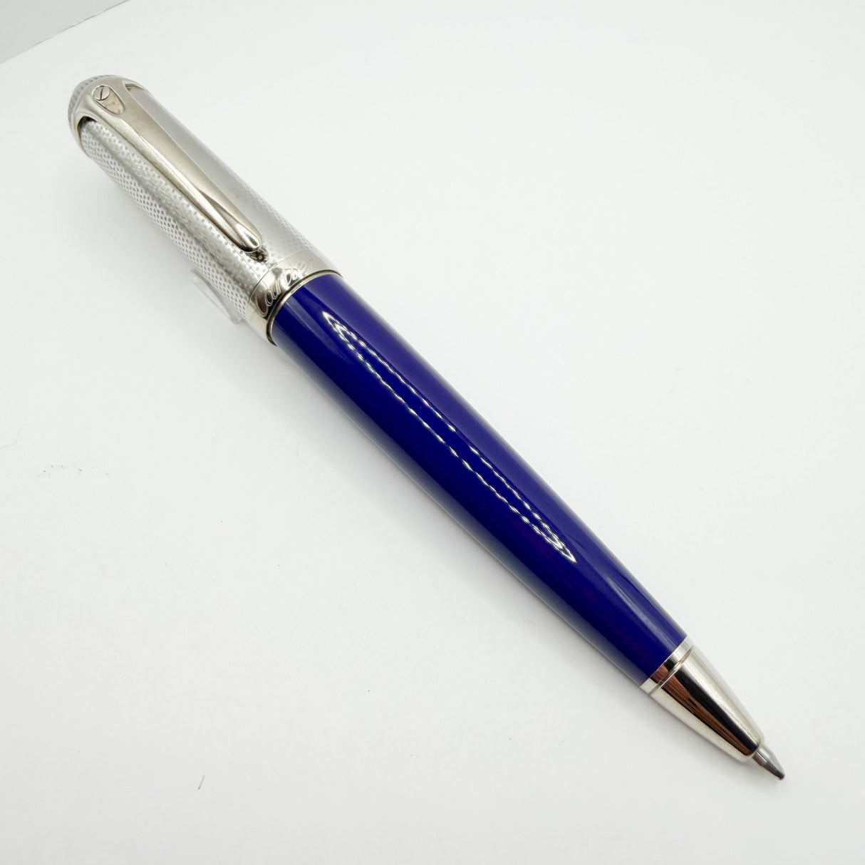 Cartier Electric Blue Roadster with Palladium-Finished Textured Cap & Trim Ballpoint