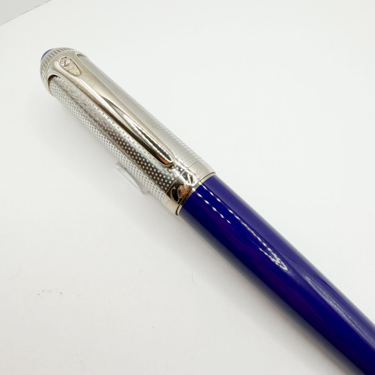 Cartier Electric Blue Roadster with Palladium-Finished Textured Cap & Trim Ballpoint