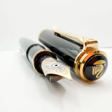 Pelikan Souveran M1000 Black/Green Striped Fountain Pen (Largest)  - Fine 18kt Gold Nib