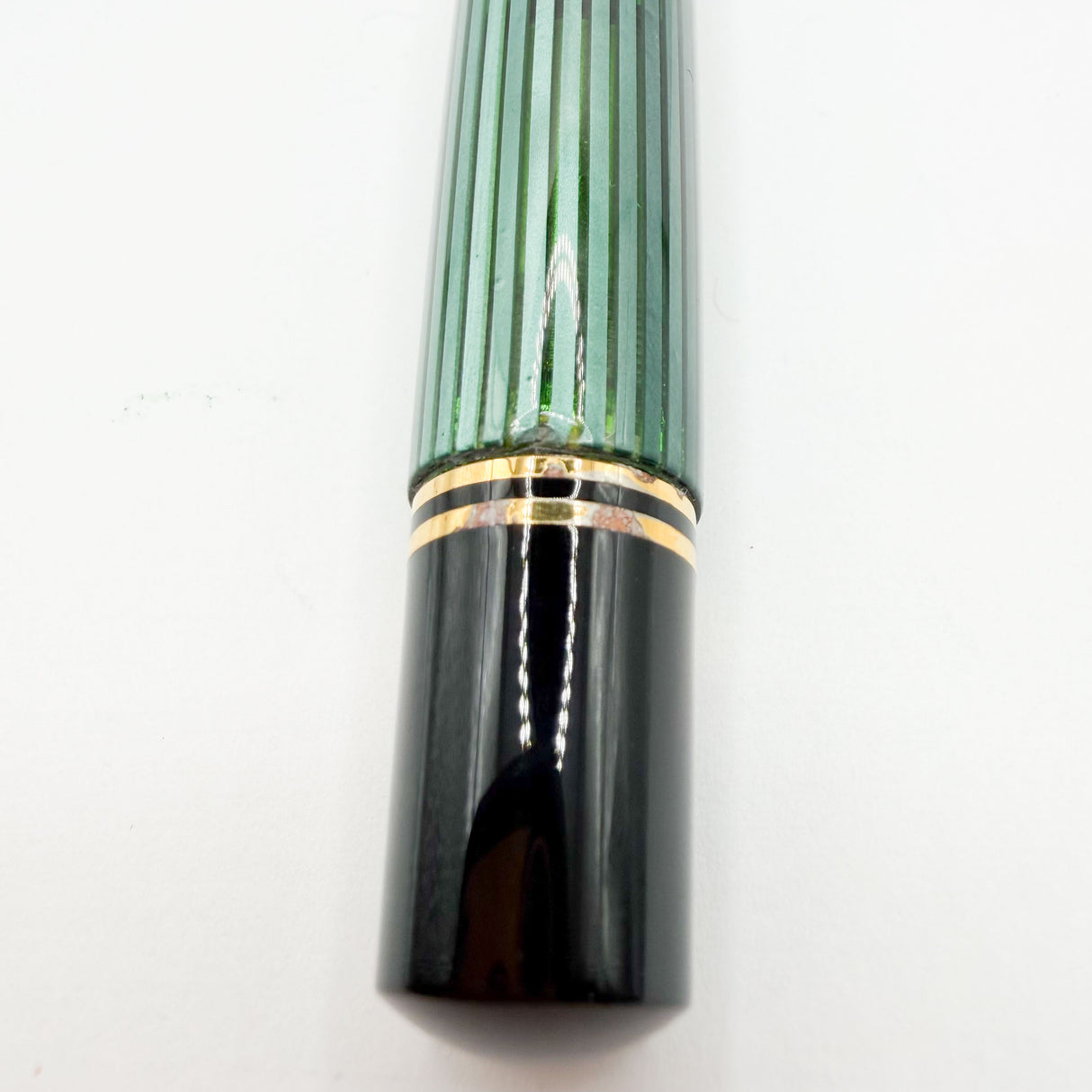 Pelikan Souveran M1000 Black/Green Striped Fountain Pen (Largest)  - Fine 18kt Gold Nib