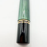 Pelikan Souveran M1000 Black/Green Striped Fountain Pen (Largest)  - Fine 18kt Gold Nib