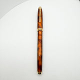Cross Pinnacle Amber Marble Lacquer Fountain Pen -  Medium 18kt Gold Nib  -Scarce!
