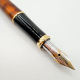 Cross Pinnacle Amber Marble Lacquer Fountain Pen -  Medium 18kt Gold Nib  -Scarce!