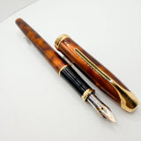 Cross Pinnacle Amber Marble Lacquer Fountain Pen -  Medium 18kt Gold Nib  -Scarce!